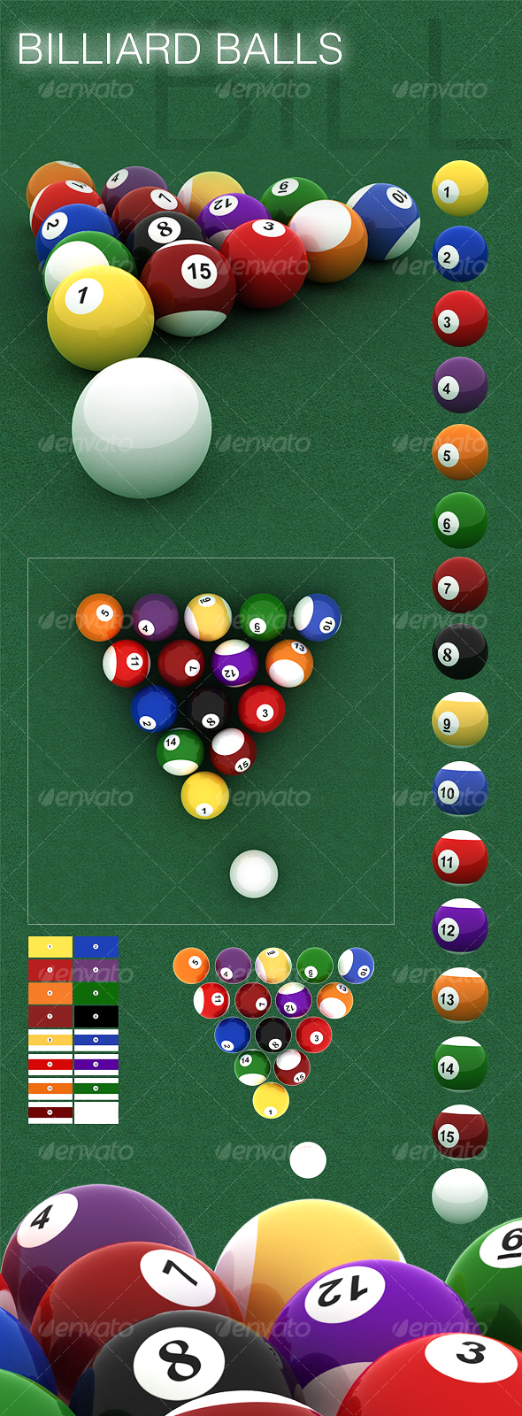 Billiard Ball Set - Objects 3D Renders