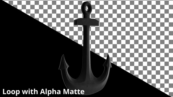 Floating Iron Anchor on Black with Alpha Matte