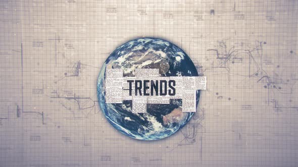Trends Text Animation with Earth Background