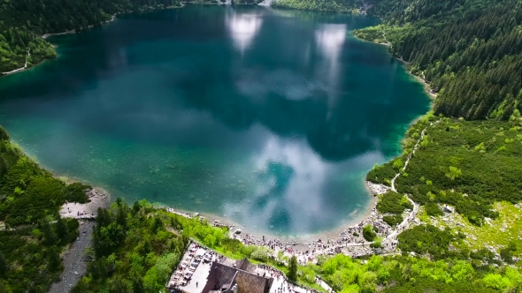 Beautiful Mountain Lake With Waterfals