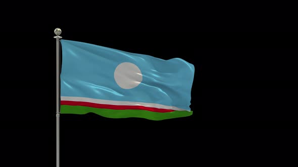 Sakha Republic Flag Medium Shot Waving Looping Animation Include Alpha