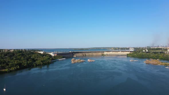 View of the Dnieper Hydroelectric Dam From the Island of Khortytsya alt