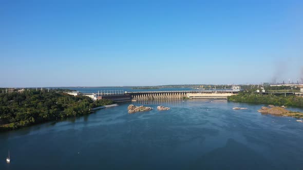 View of the Dnieper Hydroelectric Dam From the Island of Khortytsya
