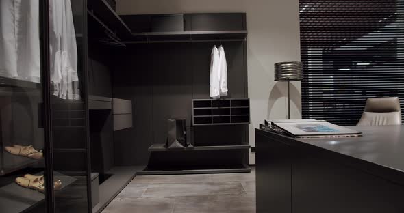 Modern Sliding Doors. Black wardrobe with Sliding Black Doors. alt