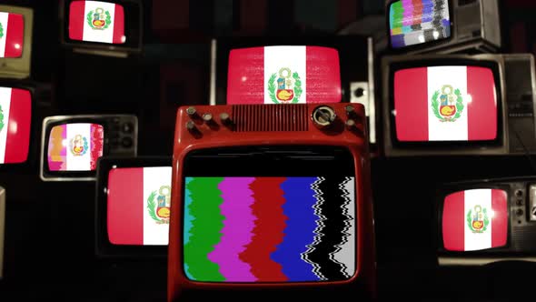 Flag of Peru and Retro TVs. alt