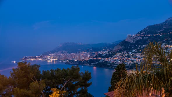 Cityscape of Monte Carlo Night To Day Timelapse Monaco Before Summer Sunrise alt