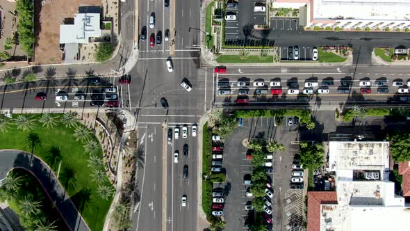 Aerial Top View of Scottsdale Desert City in Arizona East of State Capital Phoenix.  alt
