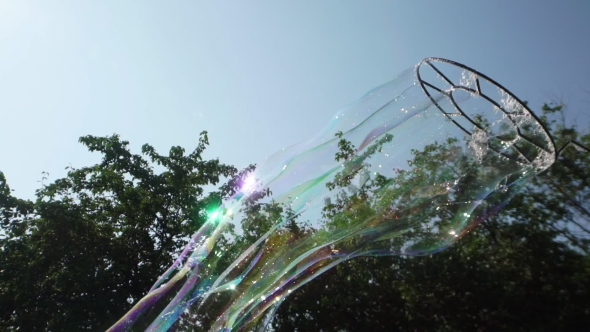 Create a Whimsical Bubble With The Device. Bubbles Flying In The Sky.