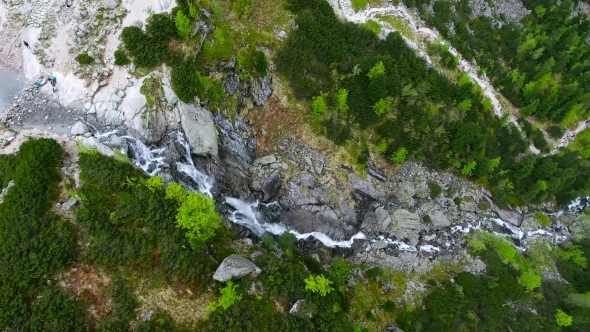 Beautiful Mountain Lake With Waterfals