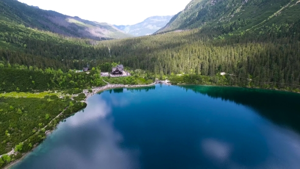 Beautiful Mountain Lake With Waterfals