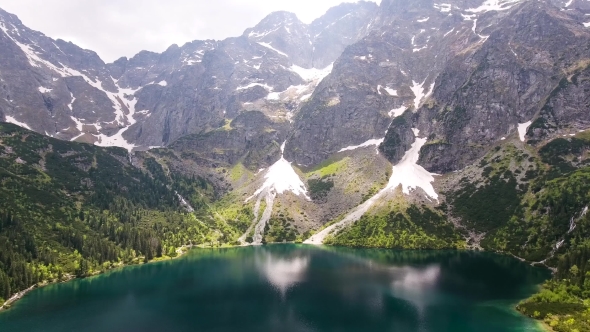 Beautiful Mountain Lake With Waterfals