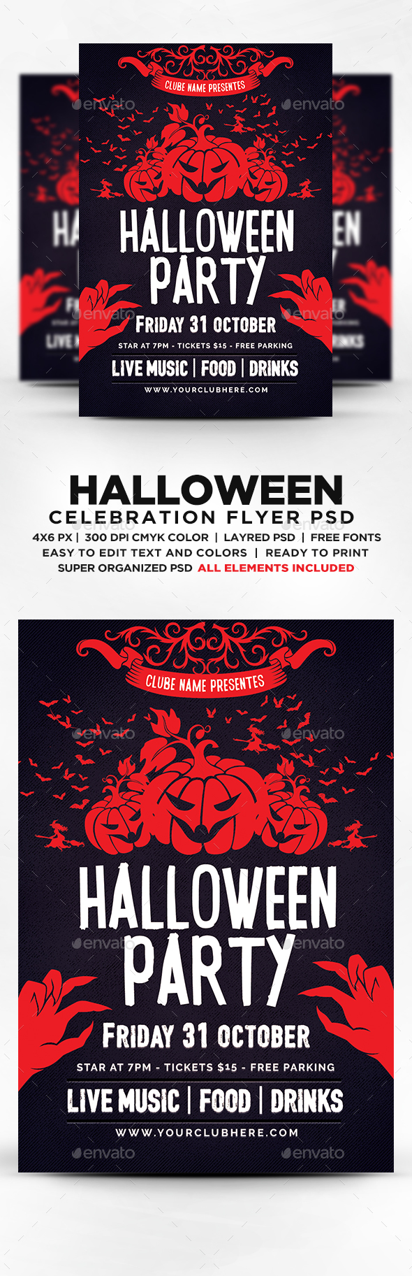 Halloween Party Flyer Template PSD