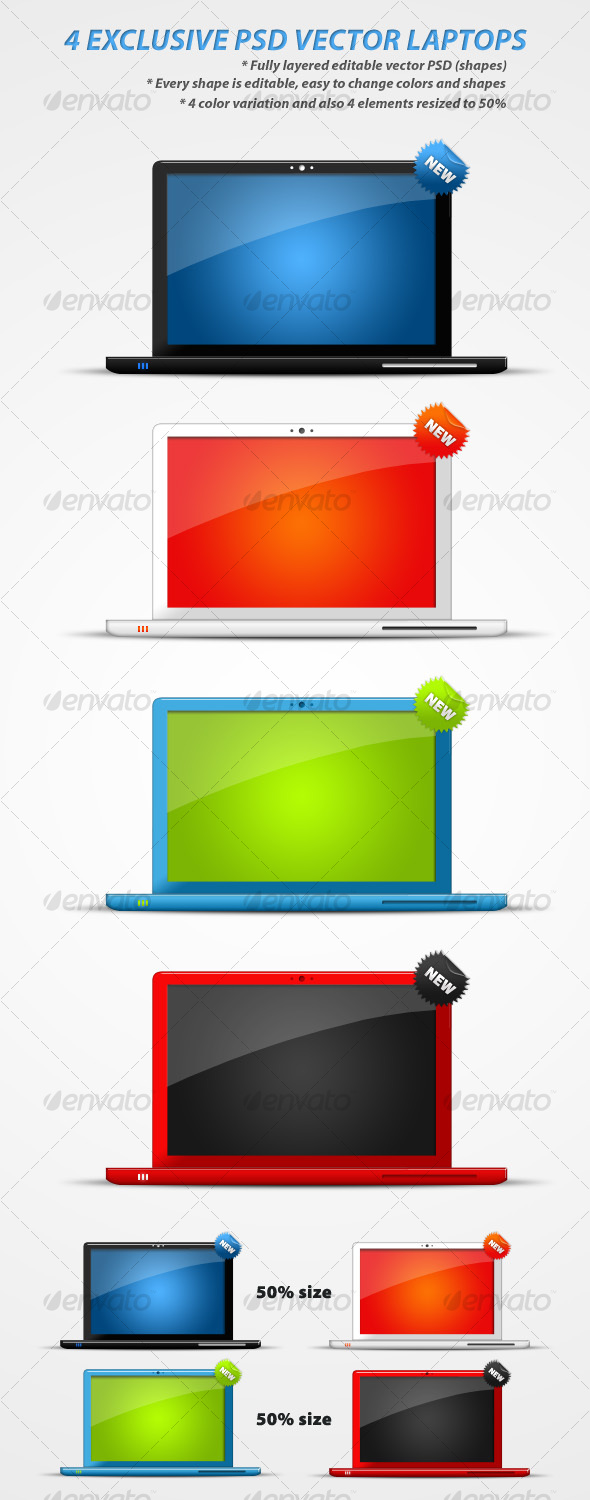 4 Exclusive Vector laptops - Web Elements