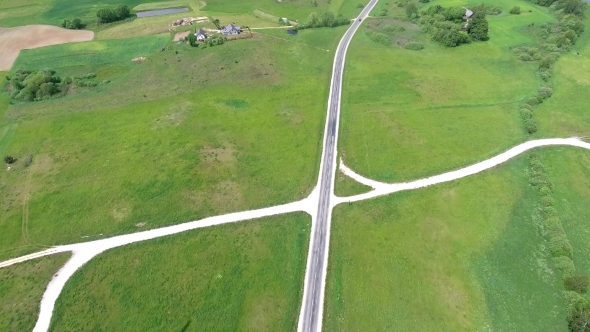 Road In The Land Of Fields And Lakes