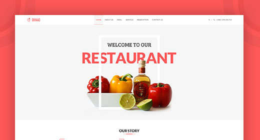 Shhaad - One Page Restaurant PSD Template