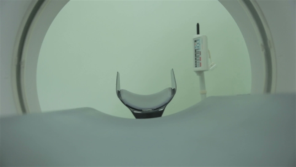 Detail Of Computerized Tomography CT MRI Scanner Machine. No People. alt