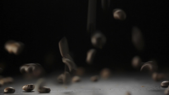 Roasted Coffee Beans Drops Down