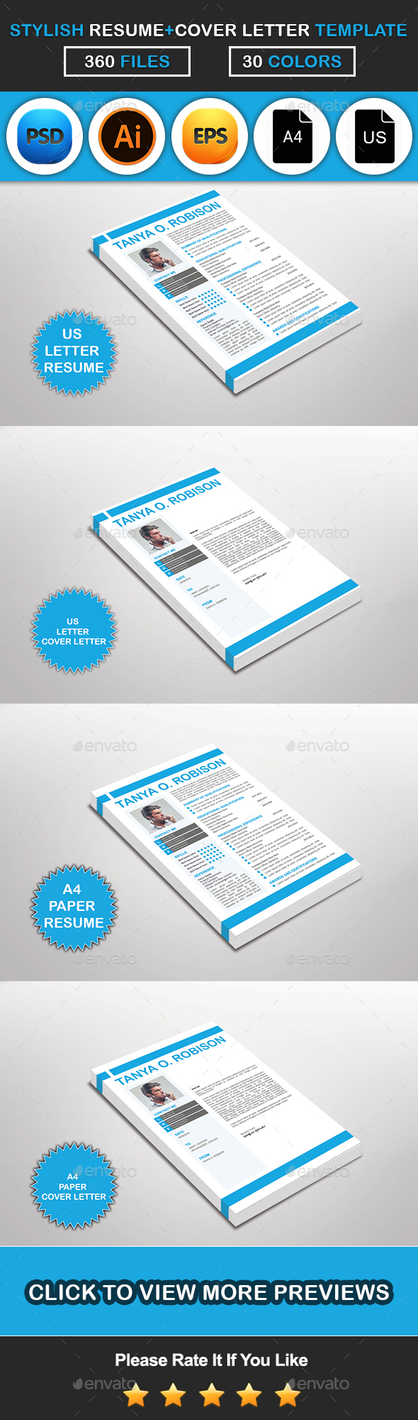 Stylish Resume & Cover Letter Template Design - Resumes Stationery