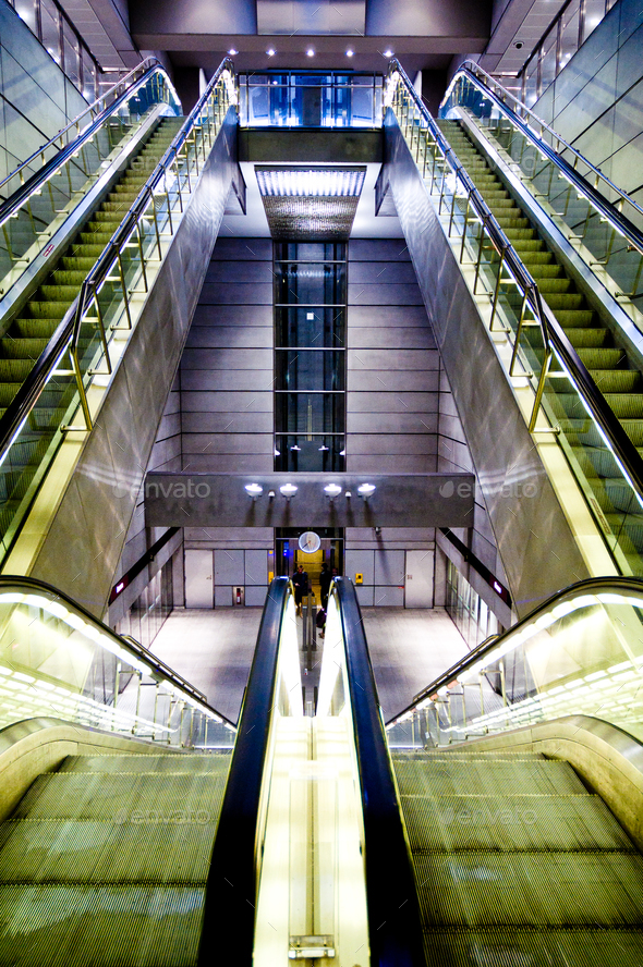 futuristic interior of metro station - Stock Photo - Images