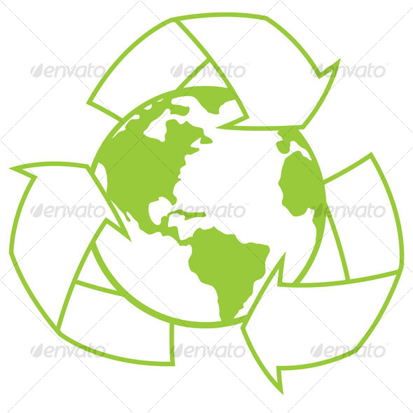 Planet Earth With Recycle Symbol - Decorative Symbols Decorative