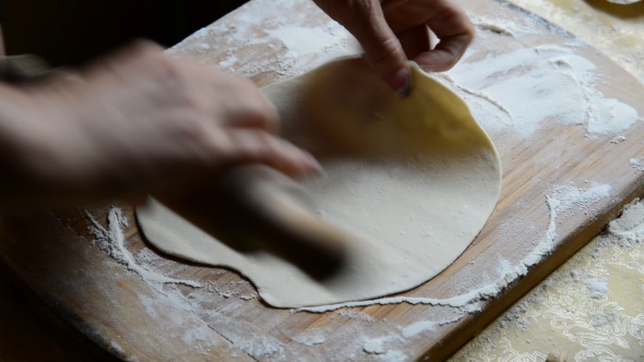 Housewife Making Chebureks - Georgian National Dish