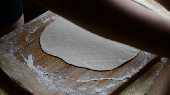 Housewife Making Chebureks - Georgian National Dish