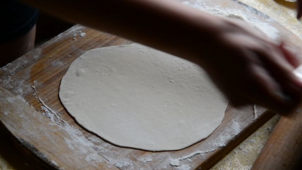 Housewife Making Chebureks - Georgian National Dish