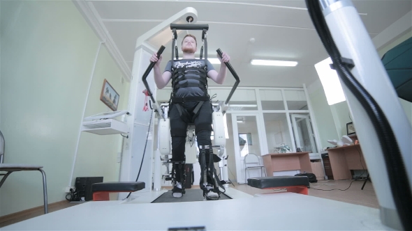 Medical Walking Robot. Rehabilitation, Rehab, Remediation For People With Feet Disease. alt