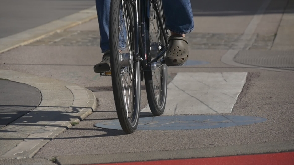 Asphalted Bicycle Line In European City