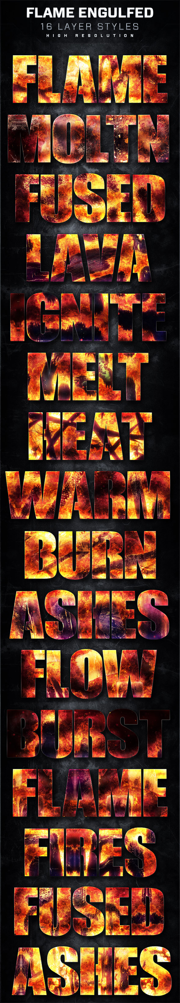 16 Flame Engulfed Layer Styles - Text Effects Styles