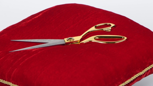 Golden Shears. Red Cushion For Opening Ceremonies. Rotation. White alt