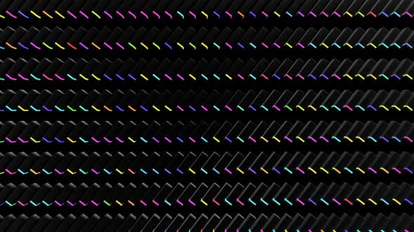 Abstract Looped Dark Background with Black Blocks Like Plates Keys or Sticks in a Rows on Plane Like alt