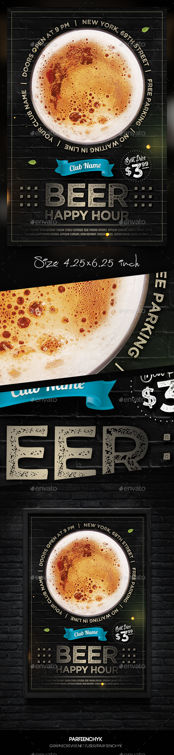 Beer Happy Hour Flyer - Restaurant Flyers