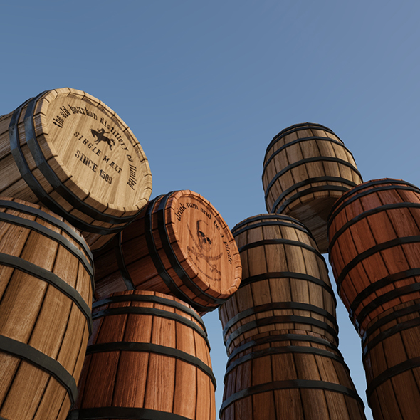 Wooden Barrel - 3Docean 17786357