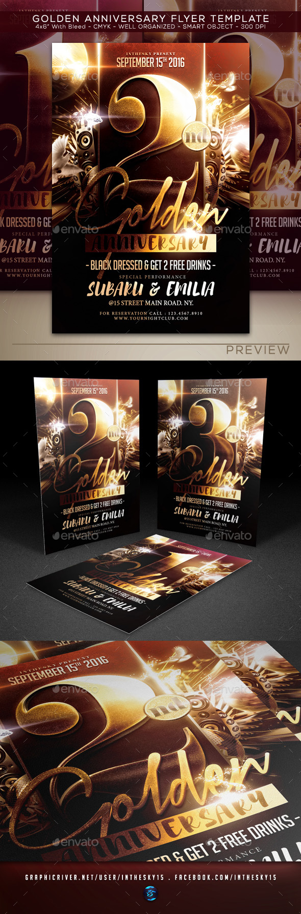 Golden Anniversary Flyer Template - Flyers Print Templates