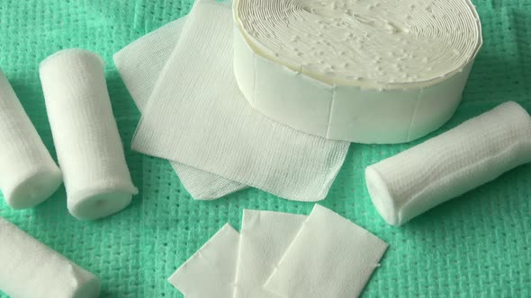 White medical cotton gauze bandage