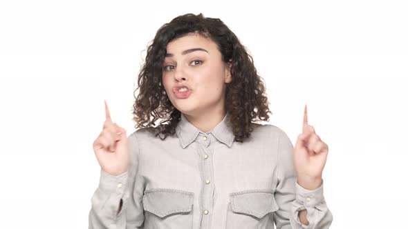 Portrait of Negative Emotional Woman Saying No Strictly and Gesturing with Hands in Rejection Over alt