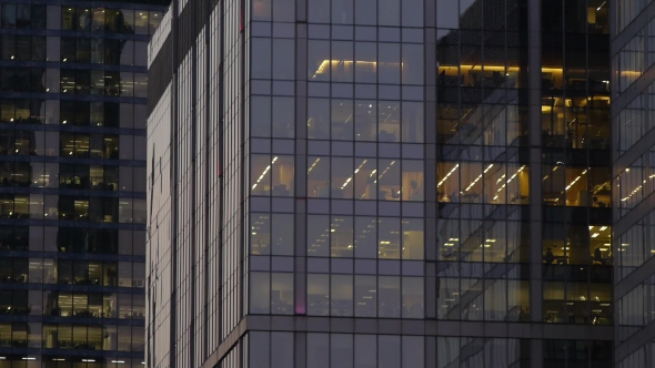 Windows In The Skyscrapers Of Moscow City