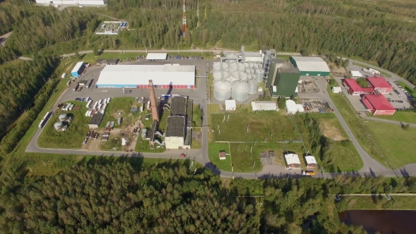 Aerial View Of Industrial Chicken House in the forest