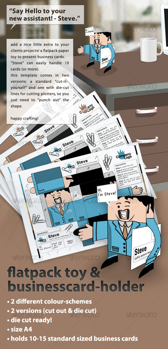 flatpack papertoy & businesscard-holder - „Steve“ - Miscellaneous Print Templates