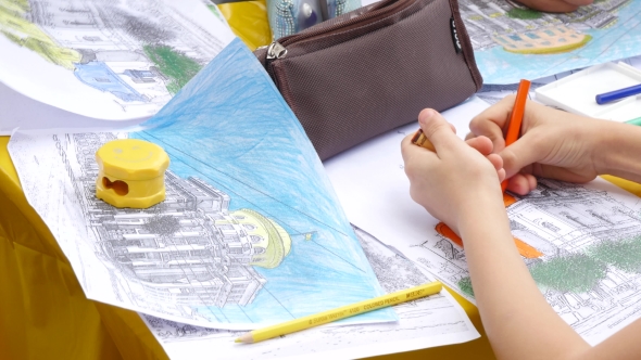 Children Painting On Paper At Table alt