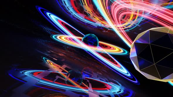 VJ Loop Abstract Animation Picture of the Movement of Abstract Planets alt