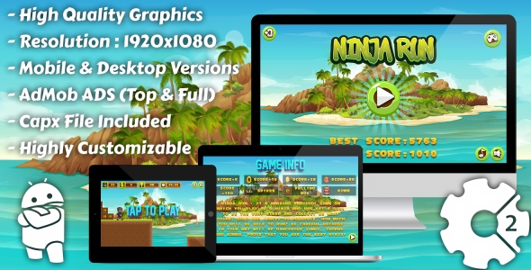 Ninja Run - HTML5 Game, Mobile Version+AdMob!!! (Construct 3 | Construct 2 | Capx) - 28
