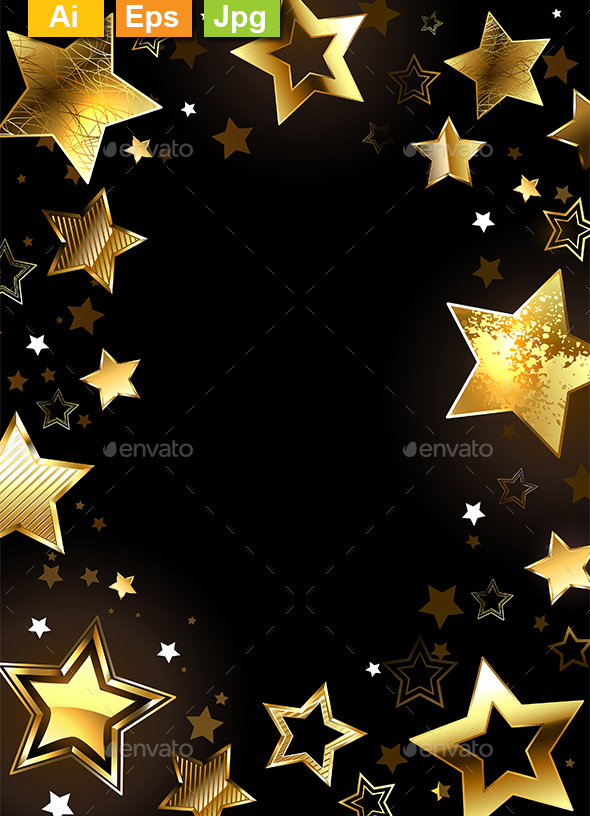 Frame with Gold Stars by blackmoon9 GraphicRiver
