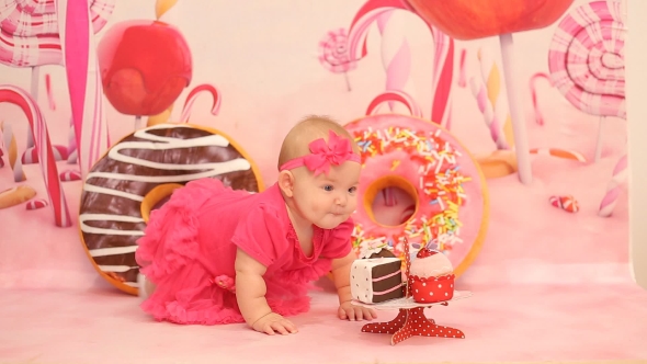 Happy Little Girl In Red Dress, Stock Footage | VideoHive