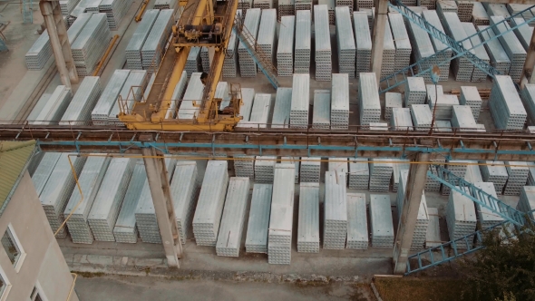 Industry Construction And Development. Workers Building a New House. Aerial