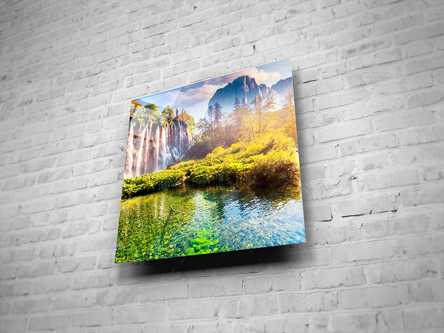 Glass Poster / Canvas Mockup by Dkgoodart GraphicRiver