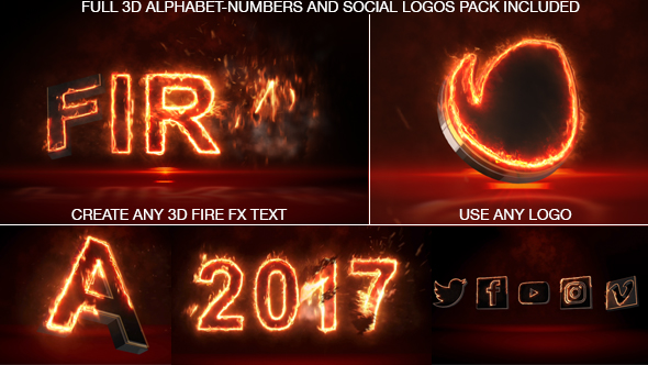 Fire Alphabet And Logo 3D