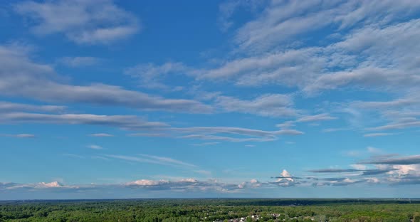 Aerial View of Small American Inman Town Under a Bright Blue Sky Clouds alt