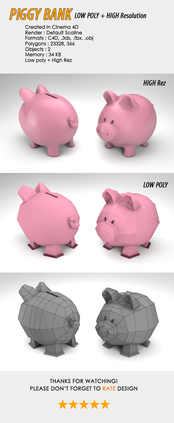 Piggy Bank Low - 3Docean 17869578